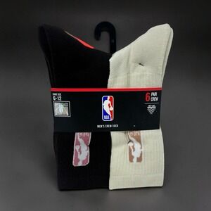 Official NBA Crew Socks 6 Pack Mens Size 6-12 Earth Tones Net-Dry NWT